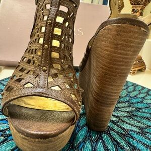 Brown Platform Wedge Sandals